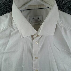 Eton Button Up Shirt Extra Long Sleeve Men Cotton White 16.5 Contemporary POPLIN